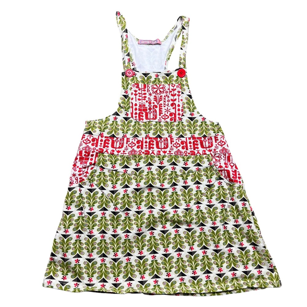 Jelly the Pug Holiday Kerry Knit Overalls Dress Christmas Tree Print Kids 8